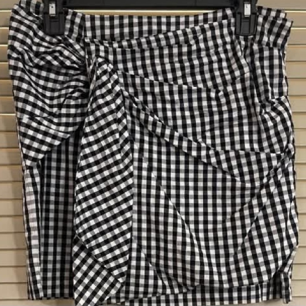 Gianni Bini Black & White Gingham Wrap-Style Mini Skirt